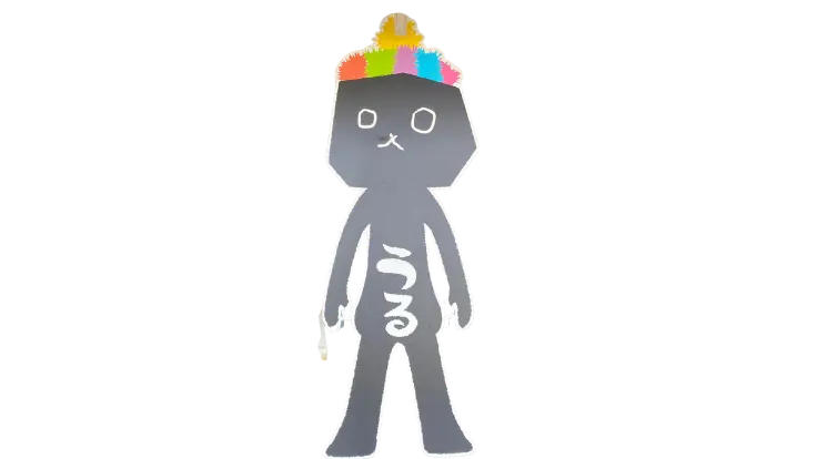 うるま市の公式キャラクター『うるみん』。真っ黒なデザインがインパクト抜群で話題を呼んでいる。